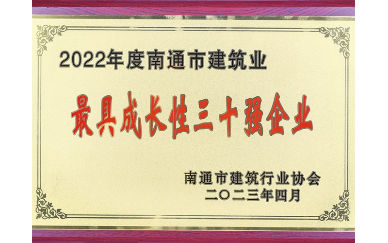 2022年南通市建筑業(yè)最具成長30強(qiáng)企業(yè)